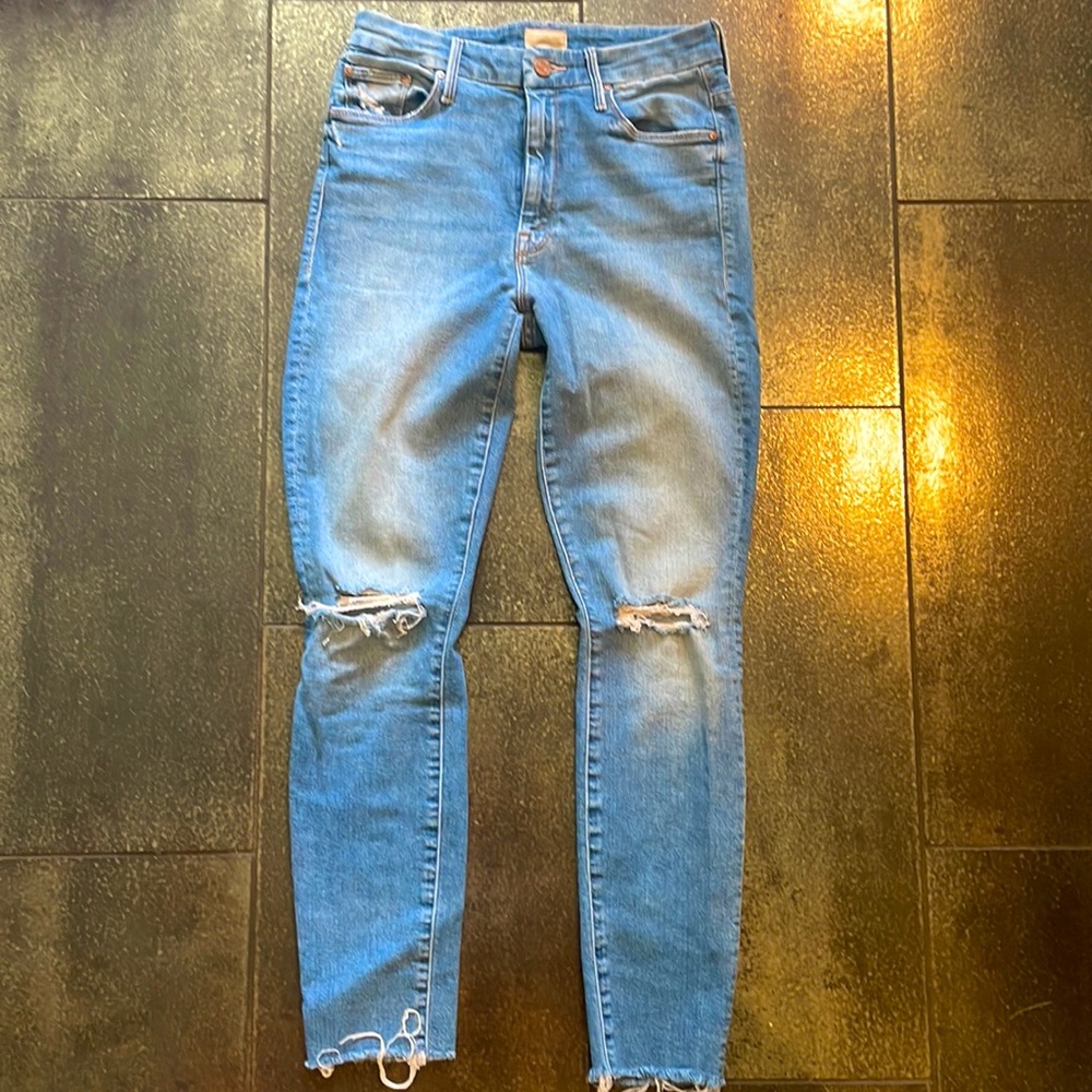 MOTHER high waisted looker ankle fray